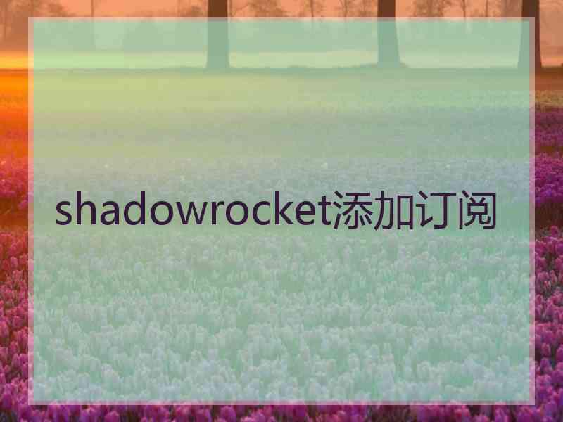 shadowrocket添加订阅