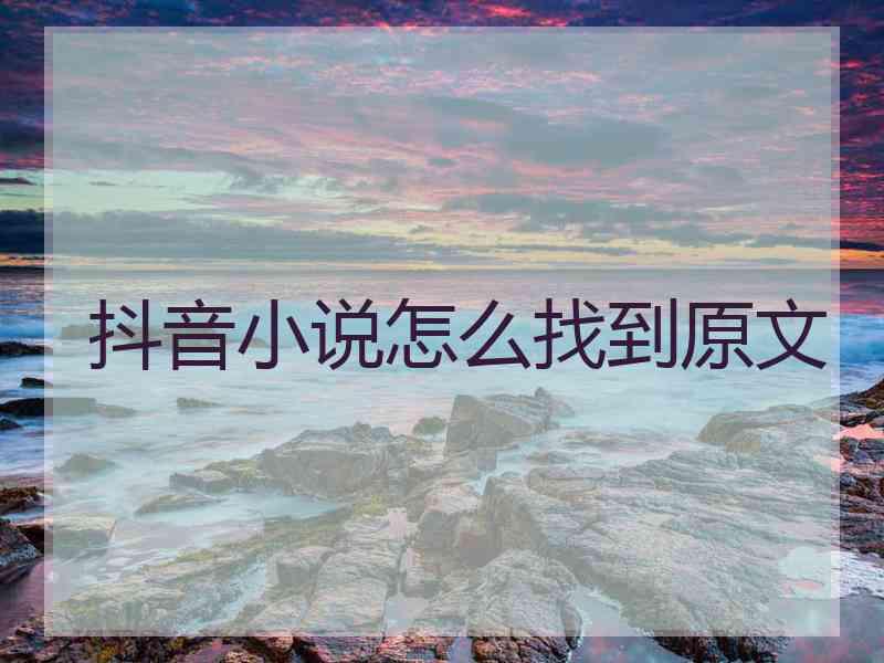 抖音小说怎么找到原文