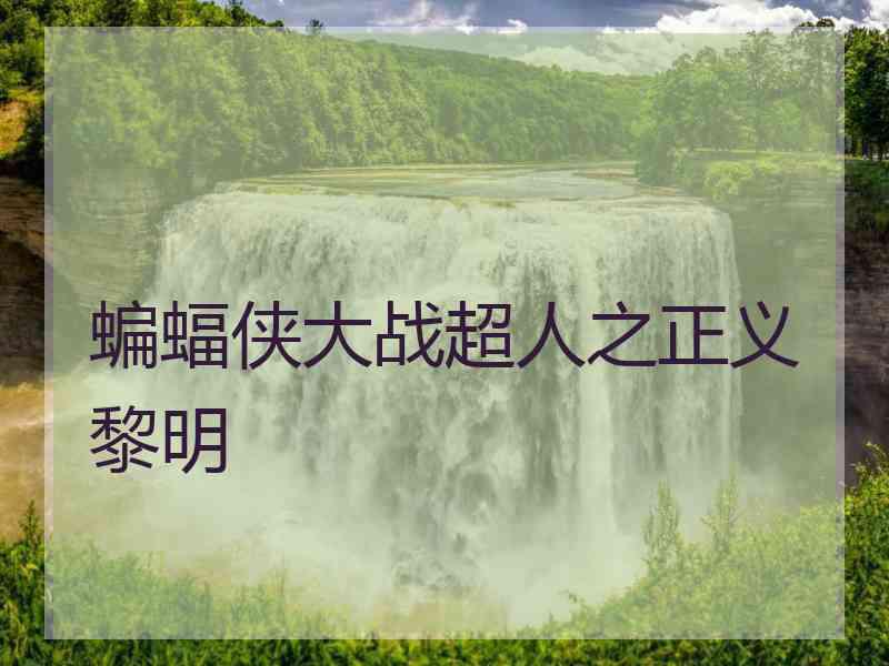 蝙蝠侠大战超人之正义黎明