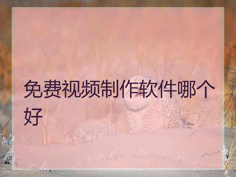 免费视频制作软件哪个好