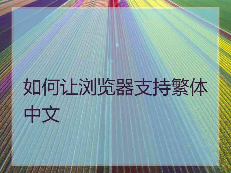 如何让浏览器支持繁体中文