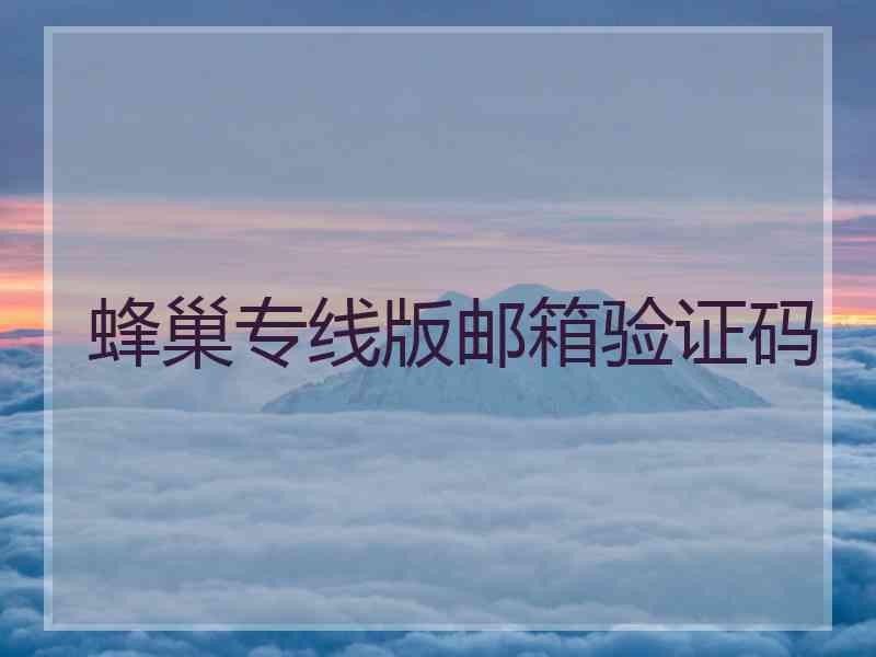 蜂巢专线版邮箱验证码