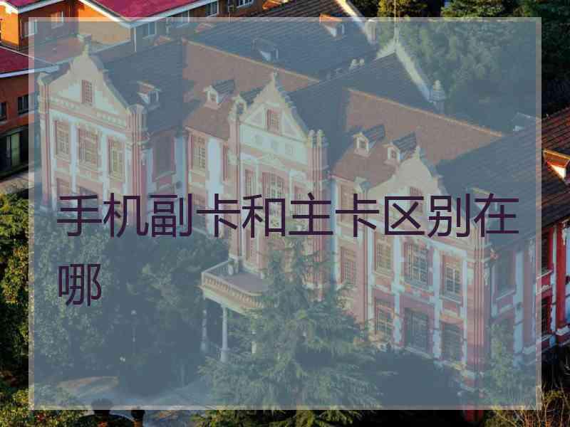 手机副卡和主卡区别在哪