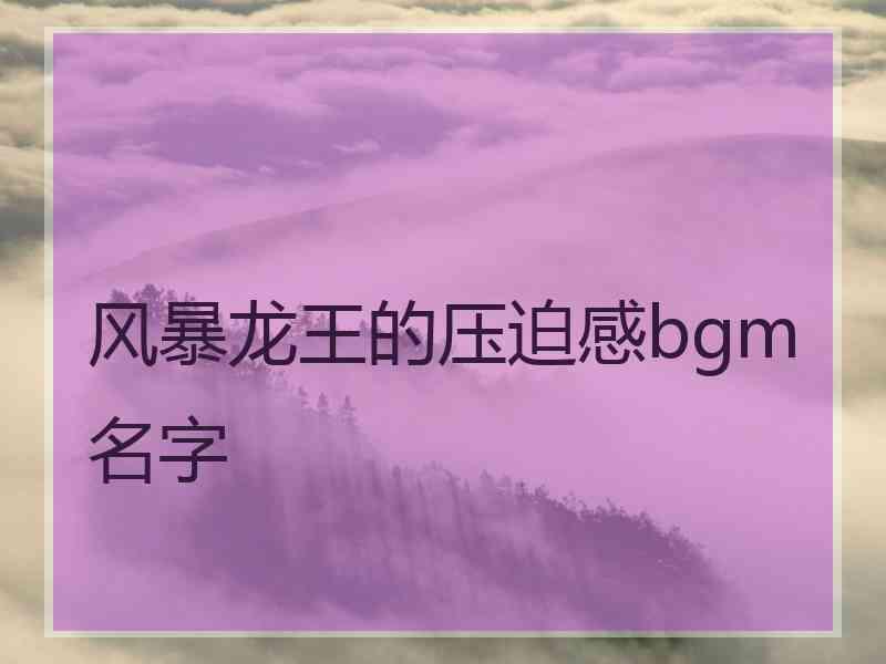 风暴龙王的压迫感bgm名字