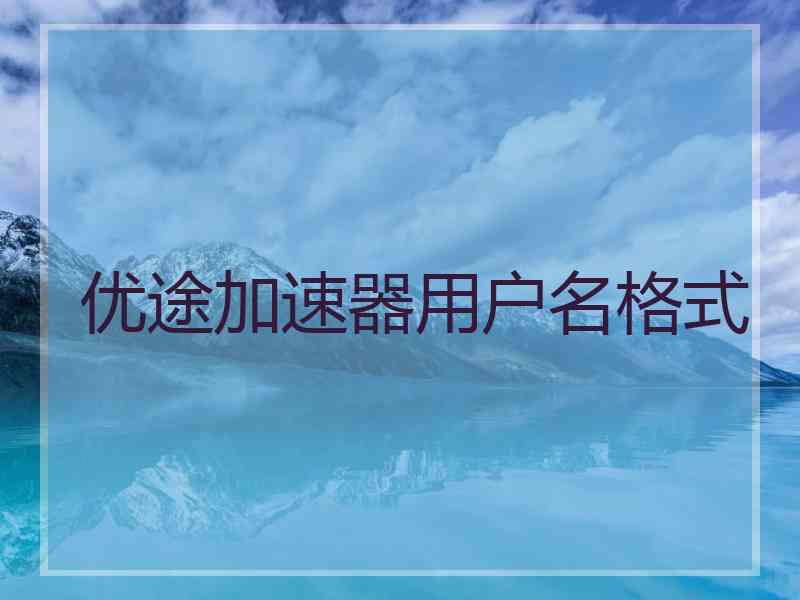 优途加速器用户名格式