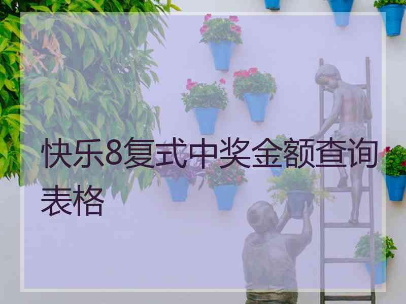 快乐8复式中奖金额查询表格