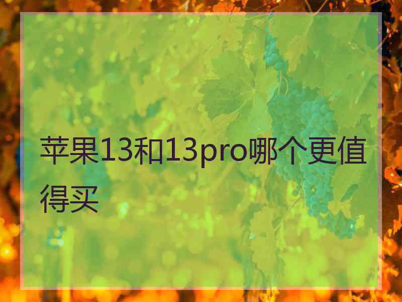 苹果13和13pro哪个更值得买