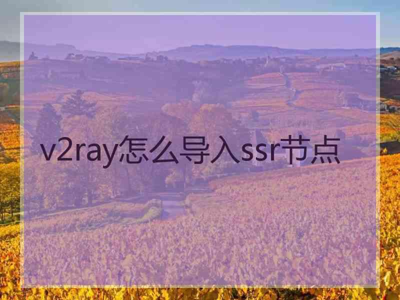 v2ray怎么导入ssr节点