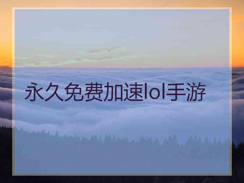 永久免费加速lol手游
